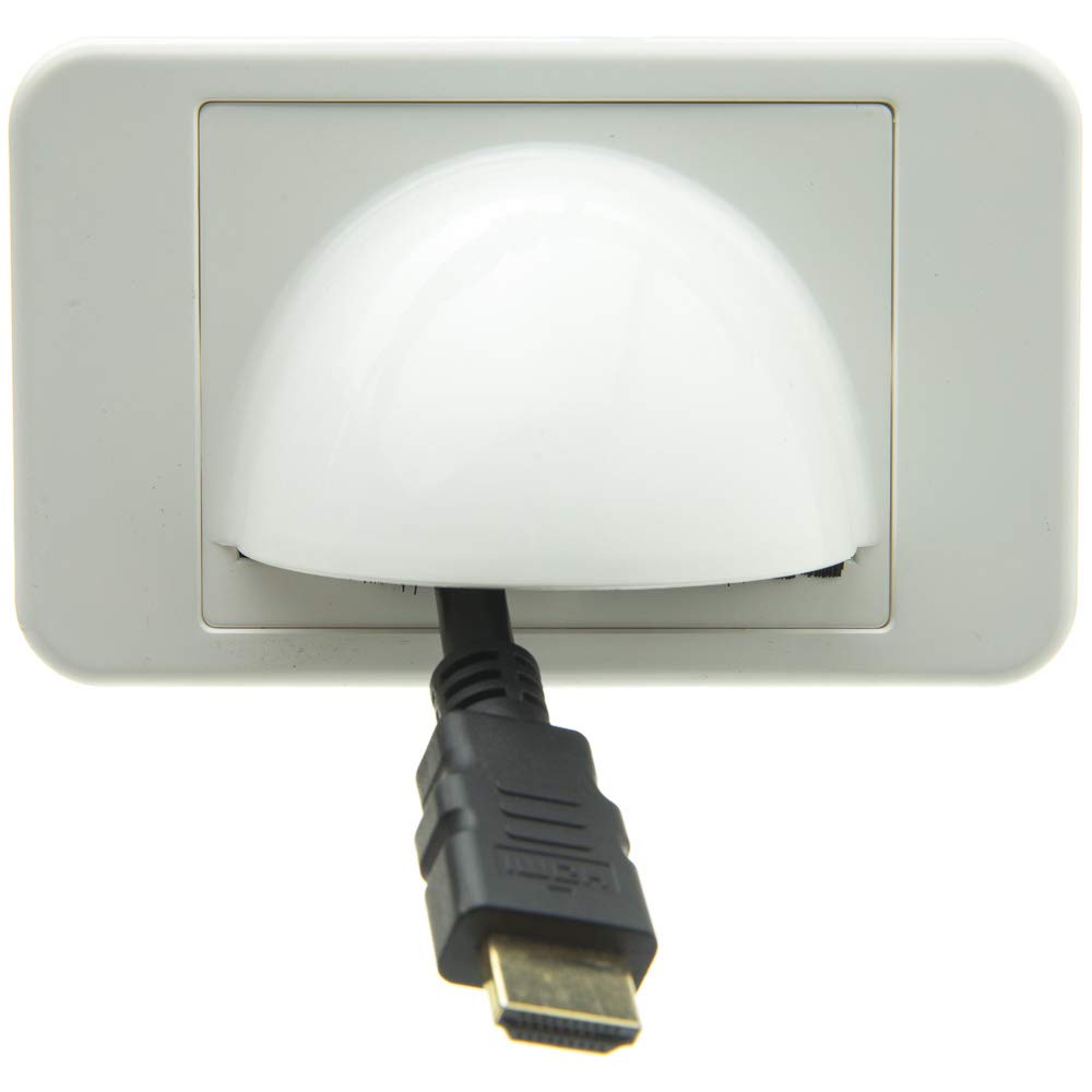 Brush Style Cable Pass-Through Wall Plate Insert With Half-Moon Cover, Single Gang, White