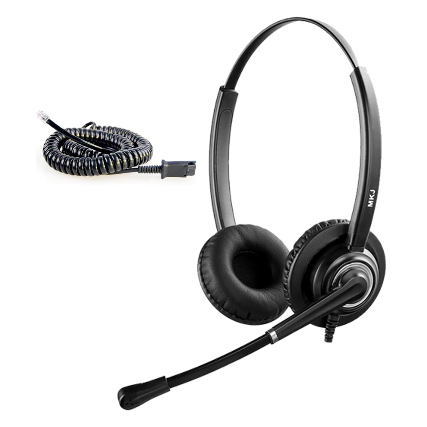 Phone Headset With Rj9 Jack For Office Phones Dual Ear Call Center Telephone Headset With Microphone Noise Canceling Working From Home Headset For Avaya 1408 Aastra 6753I Fanvil Polycom Gigaset 3Com