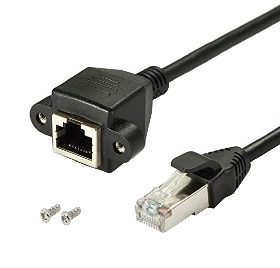 Qaoquda Cat6 Network Extension Cable, Rj45 A Male To A Female Screw Panel Mount Extension Cable,Support Ethernet Cat 5E/Cat 6 10