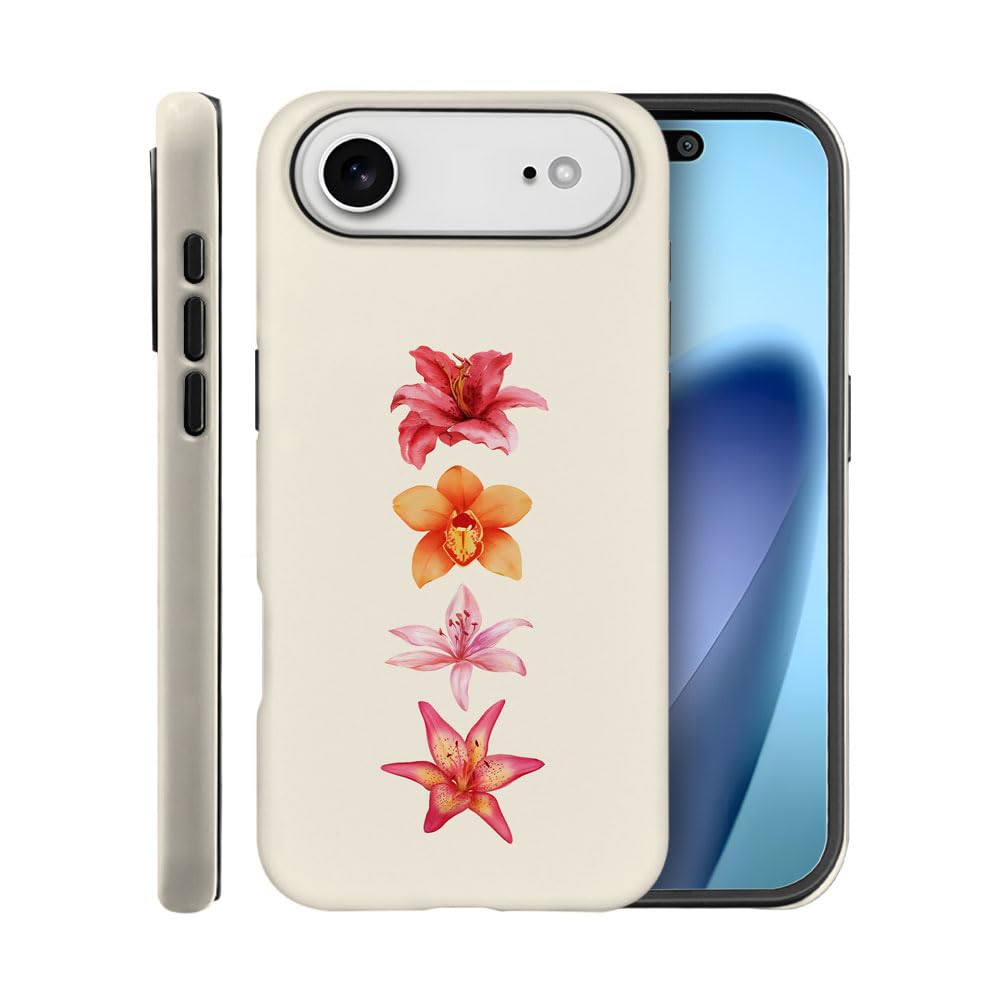 Case for iPhone 17 Air,Fits Frosted Case Design for Girl Women,Floral Summer Orchids Lilies Minimalist