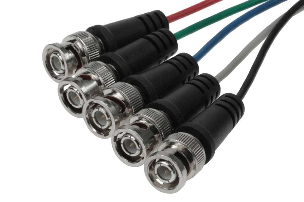 Aya 10Ft (10 Feet) Coaxial Hd15 Vga To 5 Bnc Rgbhv Male To Male Cable With Ferrites