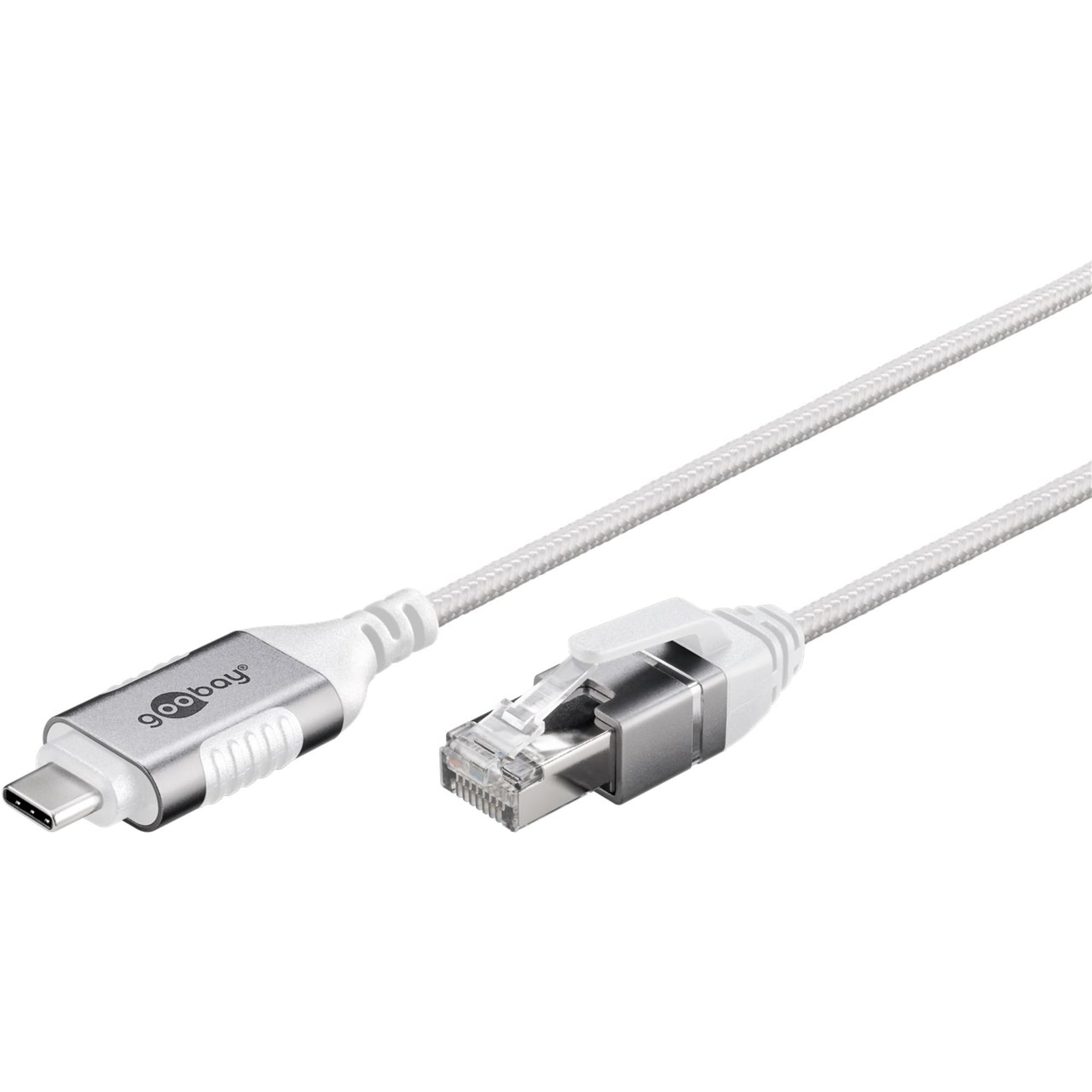goobay Slim USB-C 3.1 to RJ45 Ethernet CAT 6 Cable Adapter Cable / Stable Wired Internet Connection with Router / Network Switch