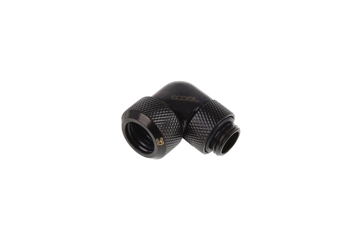 Alphacool 17393 Eiszapfen 13Mm Hardtube Compression Fitting 90 Rotatable G1/4   Knurled   Deep Black Water Cooling Fittings