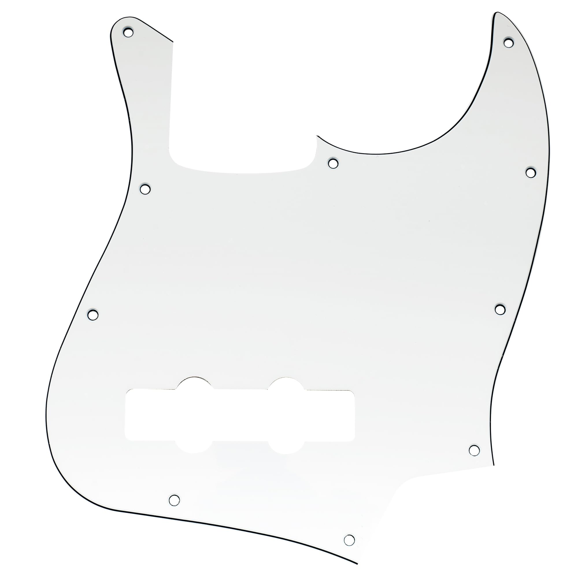 Musiclily 10 Hole JB Bass Pickguard for Fender US/Mexico Made Standard Jazz Bass, 3Ply White