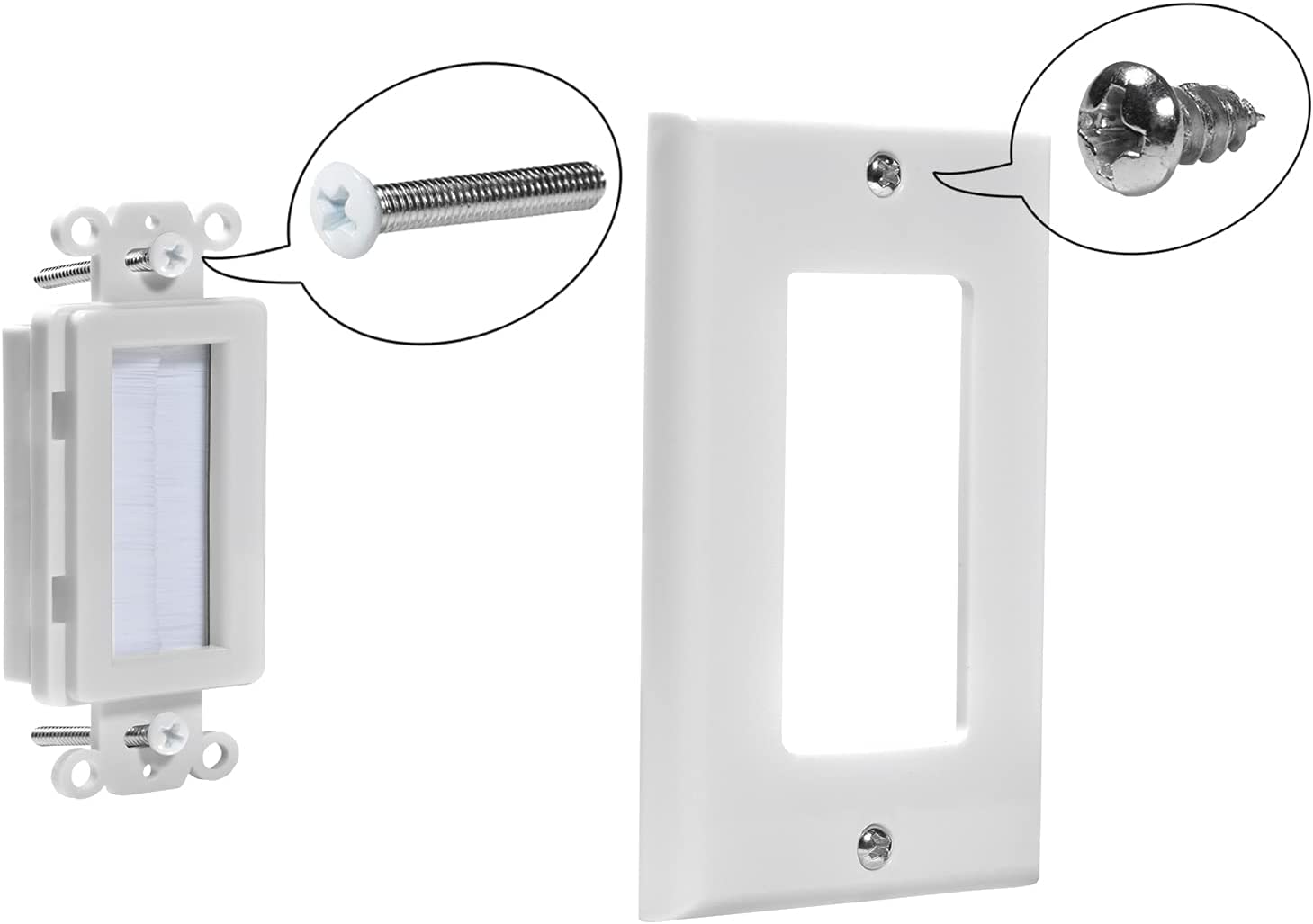 Brush Wall Plate Cable Pass Through Insert, 1 Gang Wall Plate Cable Access Strap, In Wall Wires For Hdtv, Hdmi, Network, Coaxial