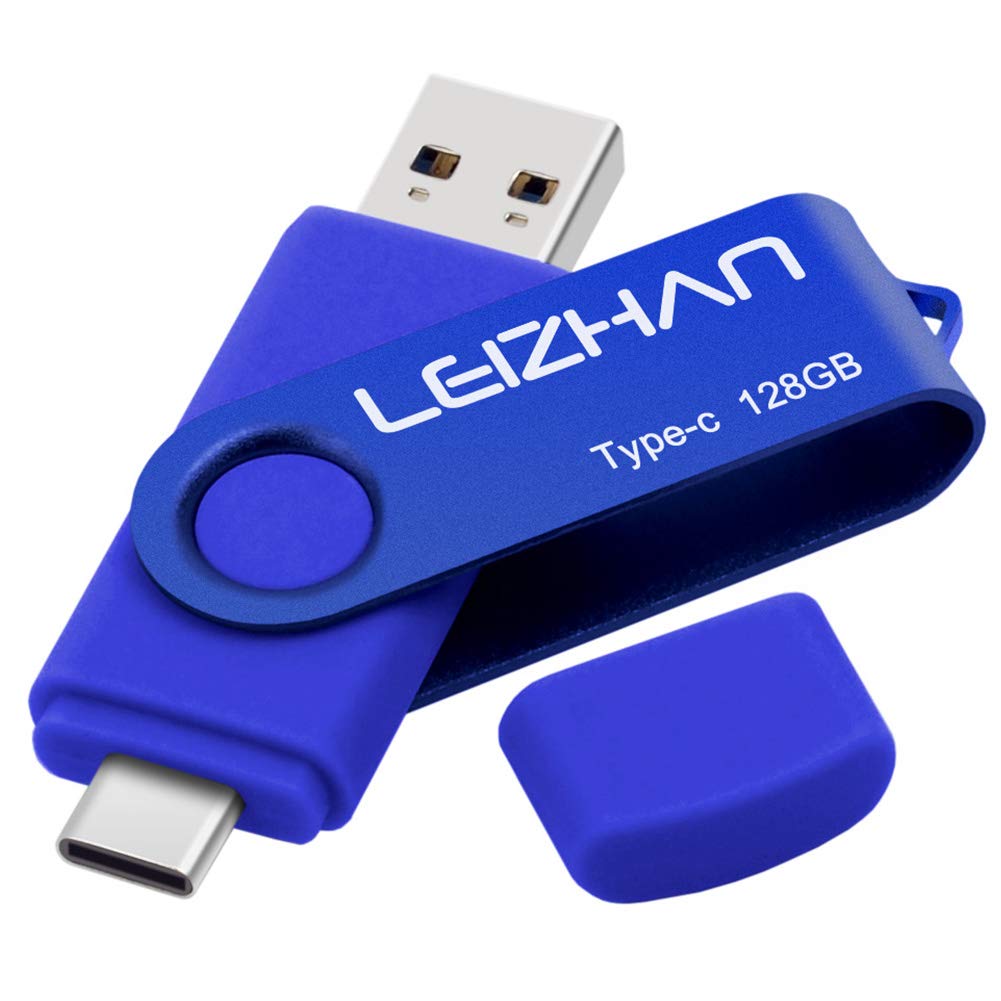 Leizhan 128Gb Usb C Flash Drive Usb 3.0 Type C Thumb Drive Smart Phone Picture Stick For Samsung Galaxy S10+, S10E, S10,S9, Note 9, S8, S8 Plus,Google Pixel Xl Thumb Drive, Blue