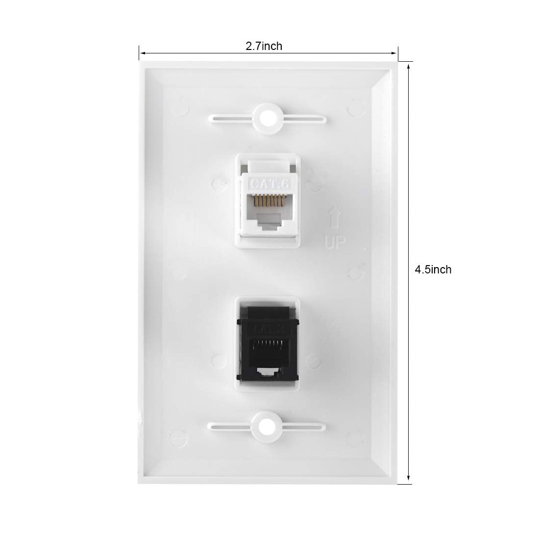 Ethernet Phone Wall Plate   1 Port Cat6 Keystone Female To Female, 1 Port Rj11/Rj12 Cat3 Keystone Female To Female Wall Plate