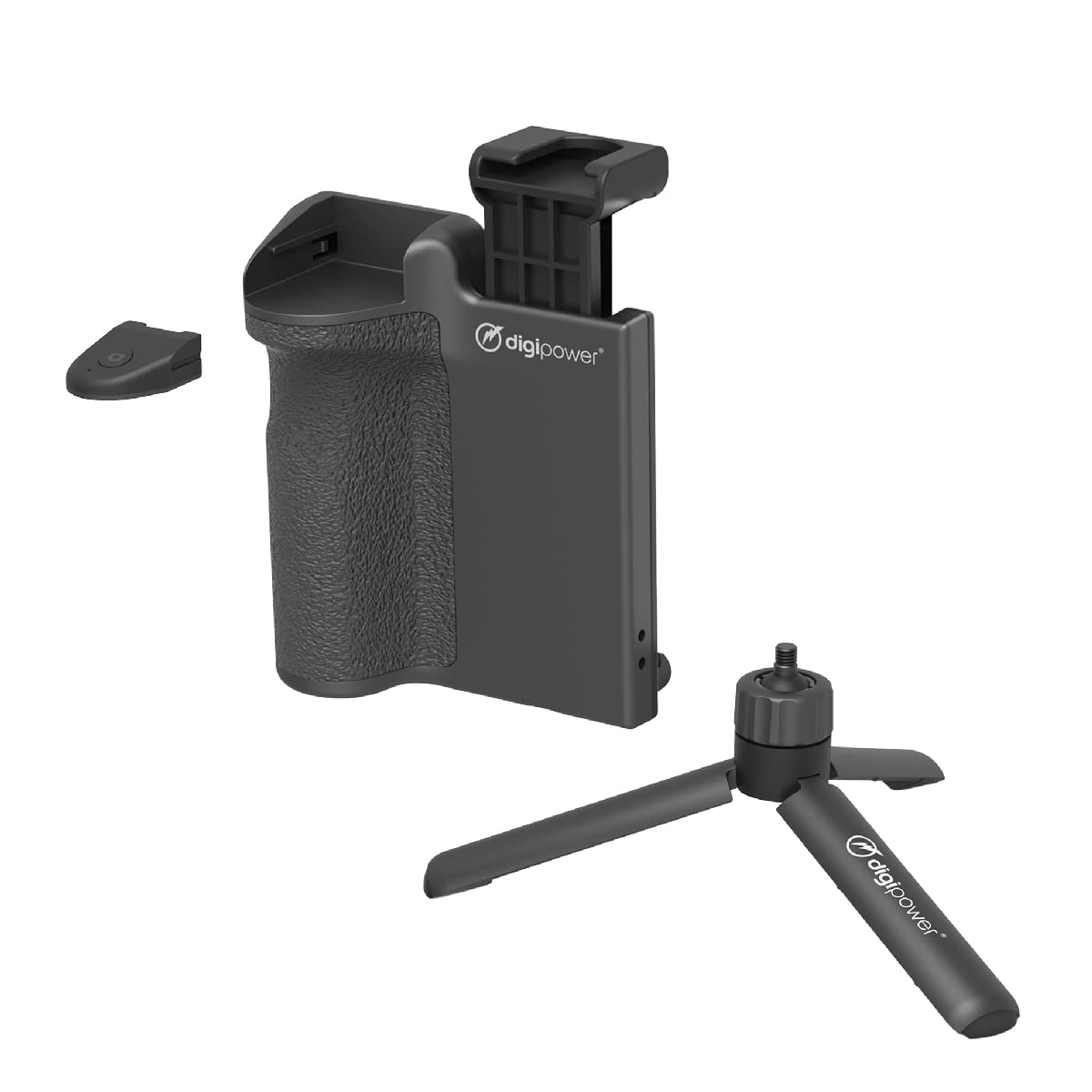 DigiPower Pocket Grip Stabilizer with Wireless Shutter Remote & TableTop Mini Tripod for Mobile Phone, Works with iPhones & And