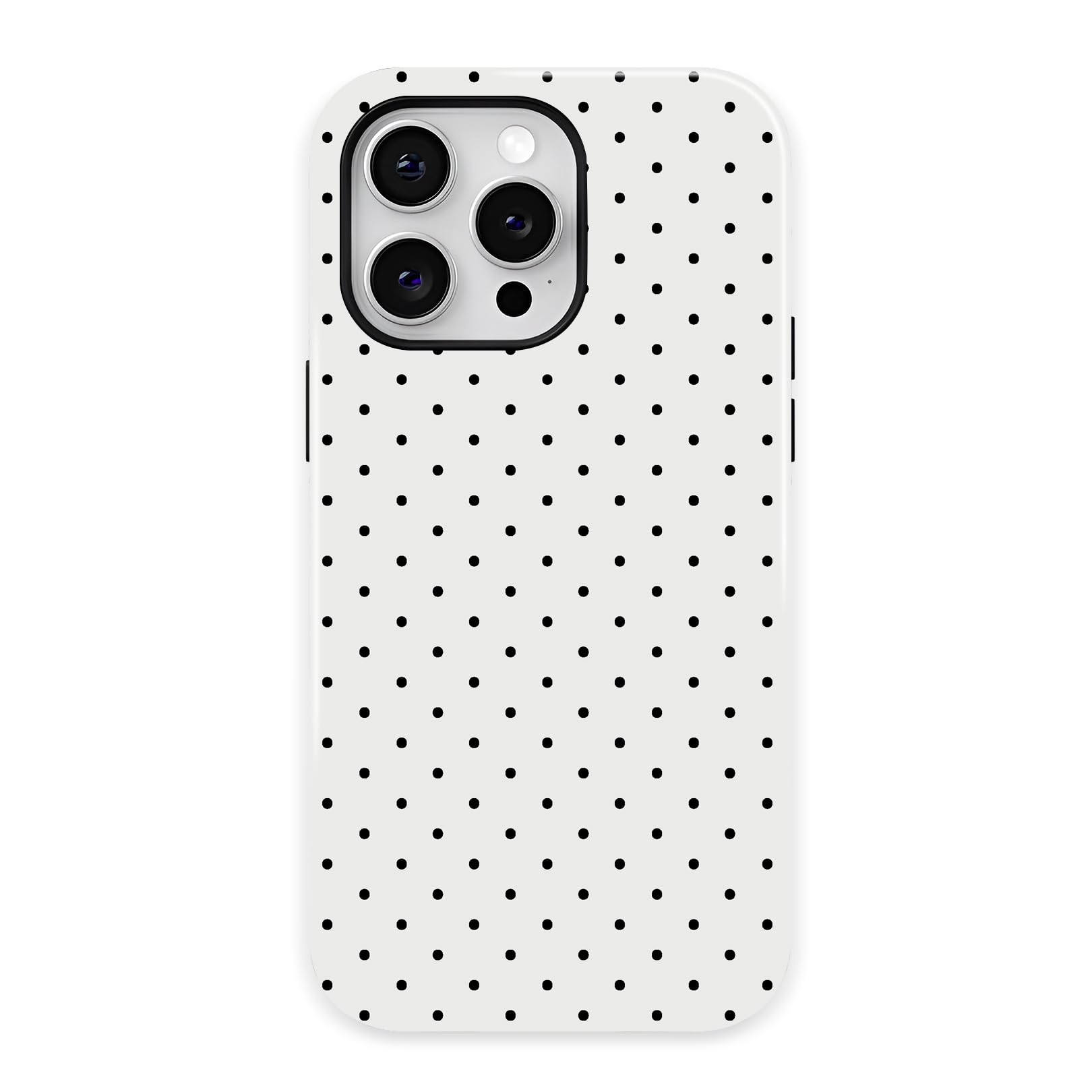 Zilkaifly Trendy Cute Hybrid 2 Layer White Polka Dot Phone Case for iPhone 17,White