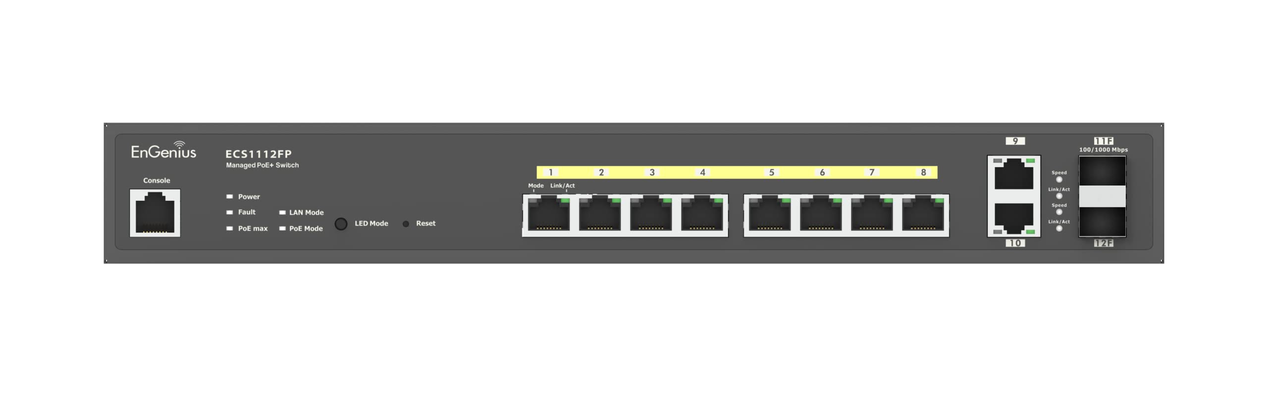 EnGenius Cloud (ECS1112FP)| 8-Port Gigabit PoE+ Switch