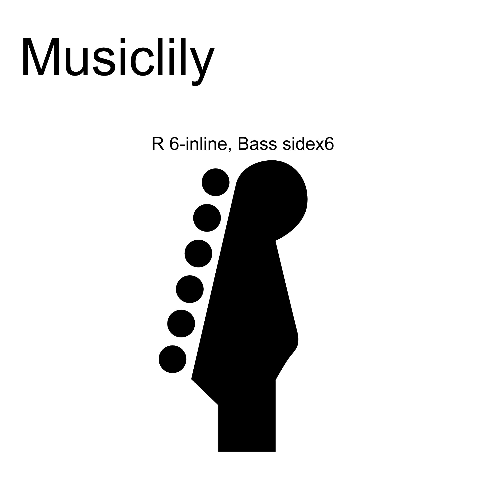 Musiclily 6 Inline Semi Closed Guitar Tuners Tuning Pegs Keys Machine Heads Set For Squier Strat Electric Guitar, Black