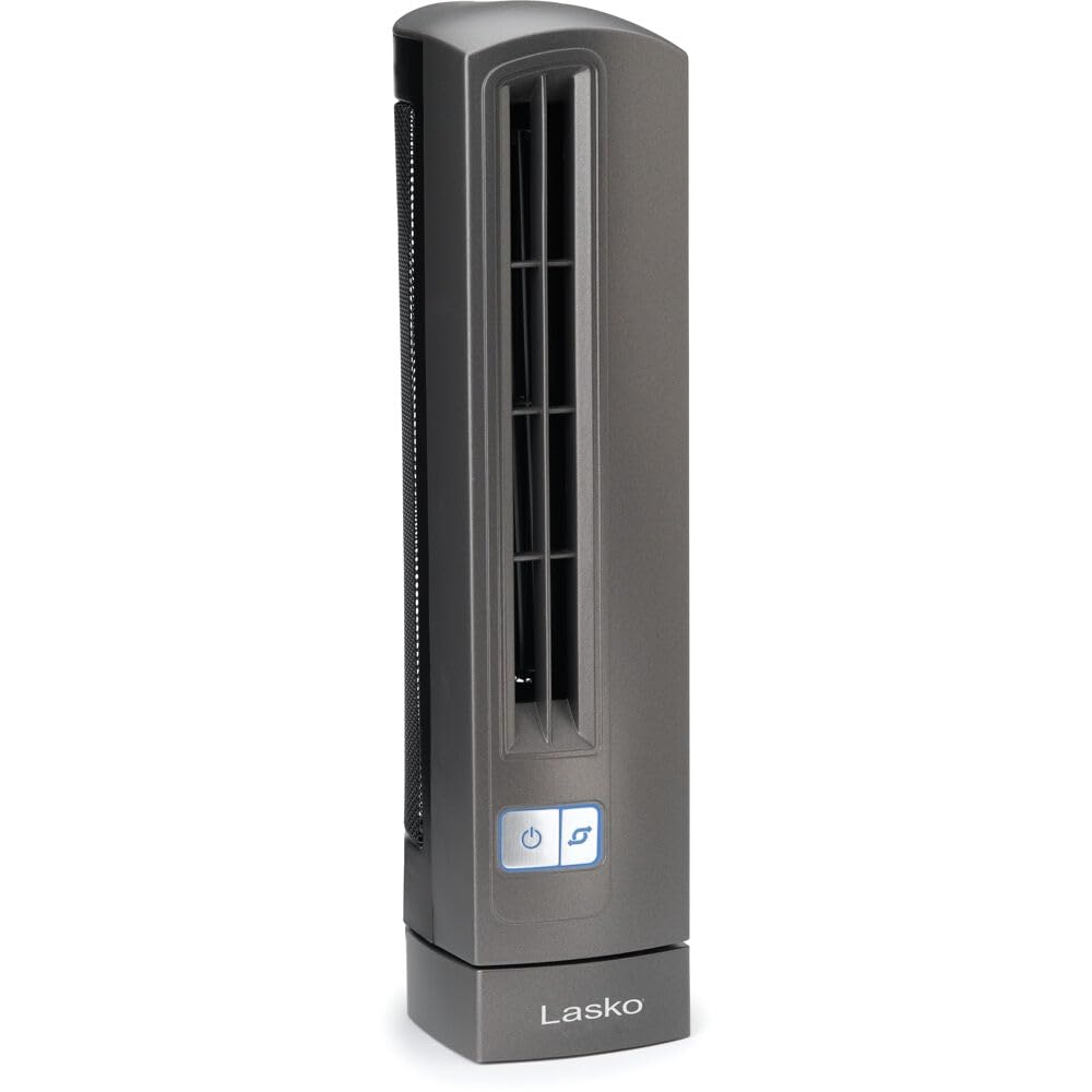 Lasko Air Stik Ulta Slim Oscillating Desktop Fan, 2 Speeds, For Bedroom, Living Room, Office, 14'', Gray, 4000