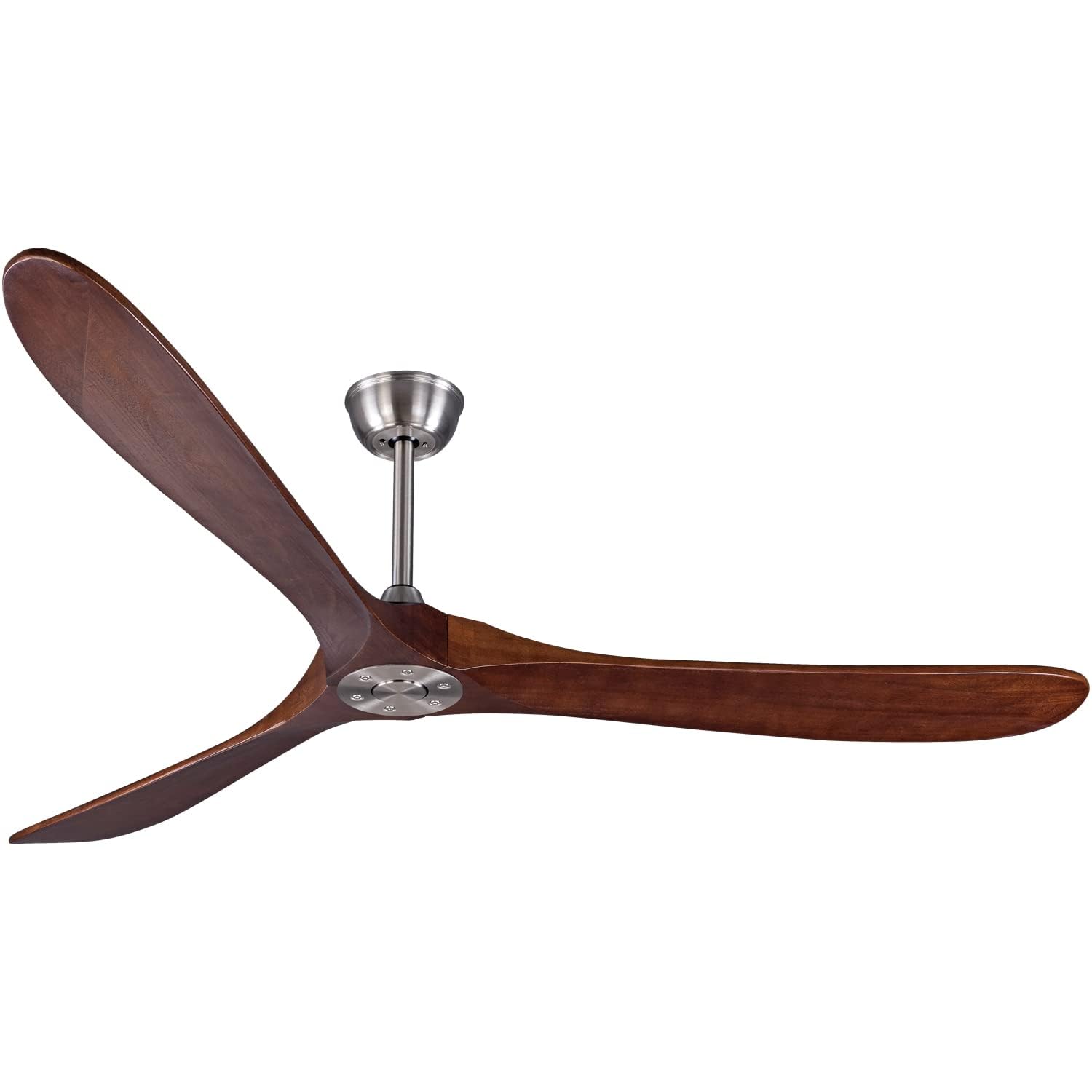 Bigzone 70 Outdoor Ceiling Fan with Remote No Light, 3 Wood Blades, Brushed Nickel Finish, Reversible Wood Ceiling Fan
