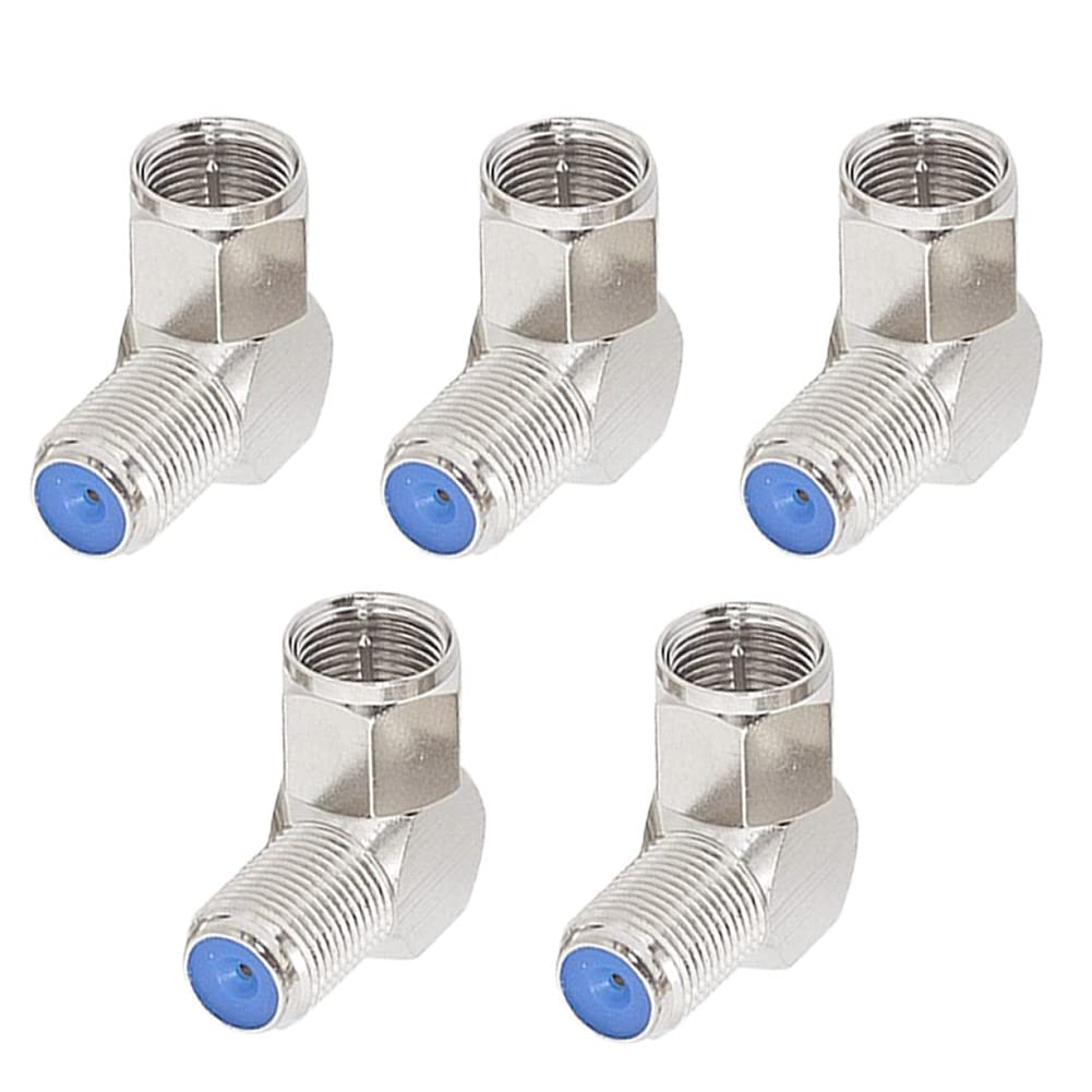 Blacell (5 Pack) 3Ghz Coax Cable 90°Degree F Female to Male Connector Right Angle Adapter - Corner Coax F RG6 Coupler Adapter Connector Joiner