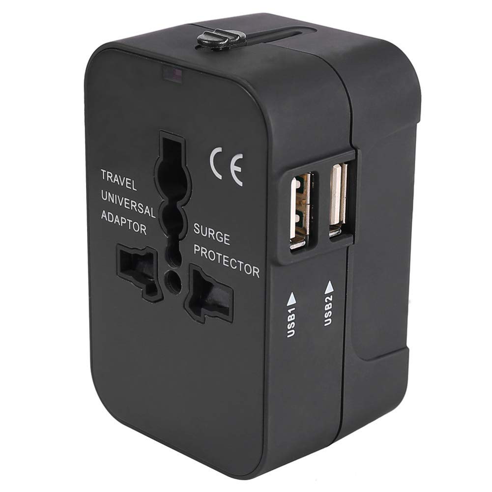 Travel Adapter, Worldwide All in One International Power Adapter Universal Adapter Plug with 2.1A Dual USB Charging Ports for As