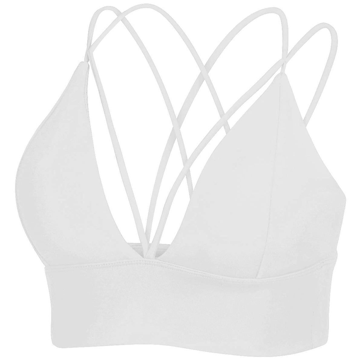 Motorun Womens Push Up Padded Strappy Sports Bra Cross Back Wirefree Fitness Yoga Top White, X Large