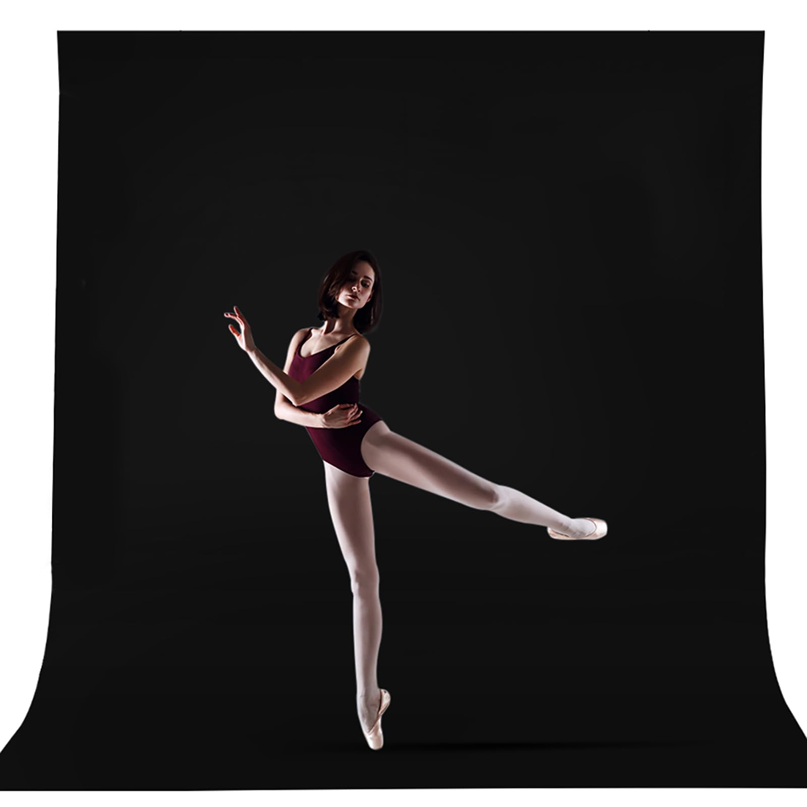 Cpliris 10X12Ft Black Backdrop For Photography, Large Seamless Polyester Fabric Pure Black Photo Backdrop Curtain For Portrait P