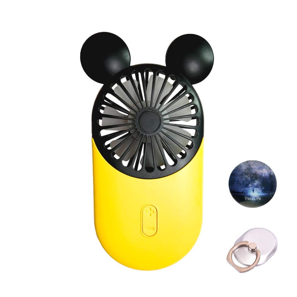 Decolife Cute Personal Mini Fan, Handheld & Portable Usb Rechargeable Fan With Beautiful Led Light, 3 Adjustable Speeds, Finger