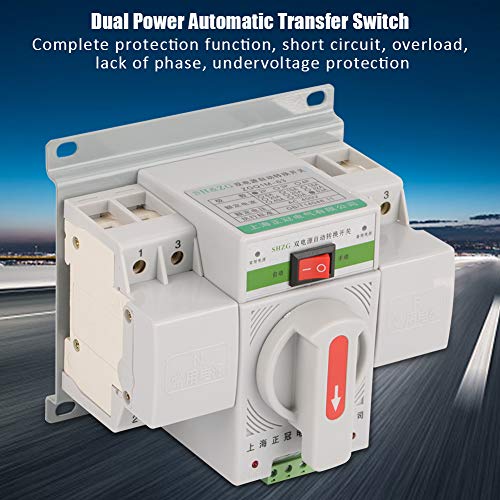 Mini Dual Power Automatic Transfer Switch 2P 63A 220V Toggle Switch Double Power Automatic Change Over Switch Circuit Breaker, N