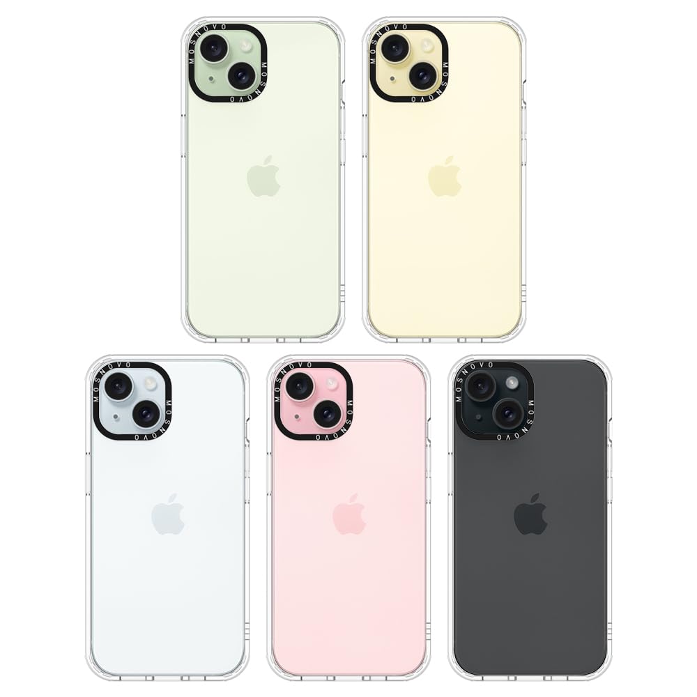 Mosnovo Case For Iphone 15 Plus, [Buffertech 6.6Ft Military Grade Drop Protection] [Anti Peel Off Tech] Clear Tpu Bumper Phone C
