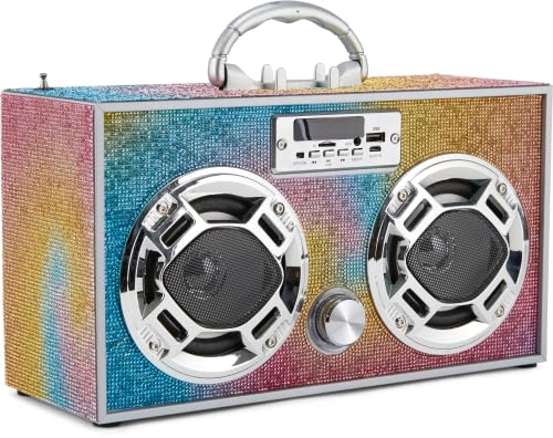 Wireless Express   Boombox Speaker With Led Lights   Retro Bluetooth Speaker W/Enhanced Fm Radio   Perfect For Home And Outdoor