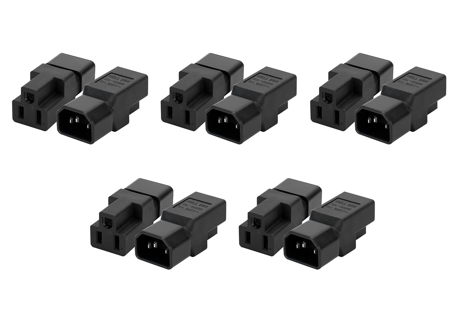 Dracaena 10 Pack Iec320 C14 Male To Nema 5 15R Pdu Usa Ups Extension Power Plug Adapter,Iec C14 Male Plug To Nema 5 15R Us 3 Pin