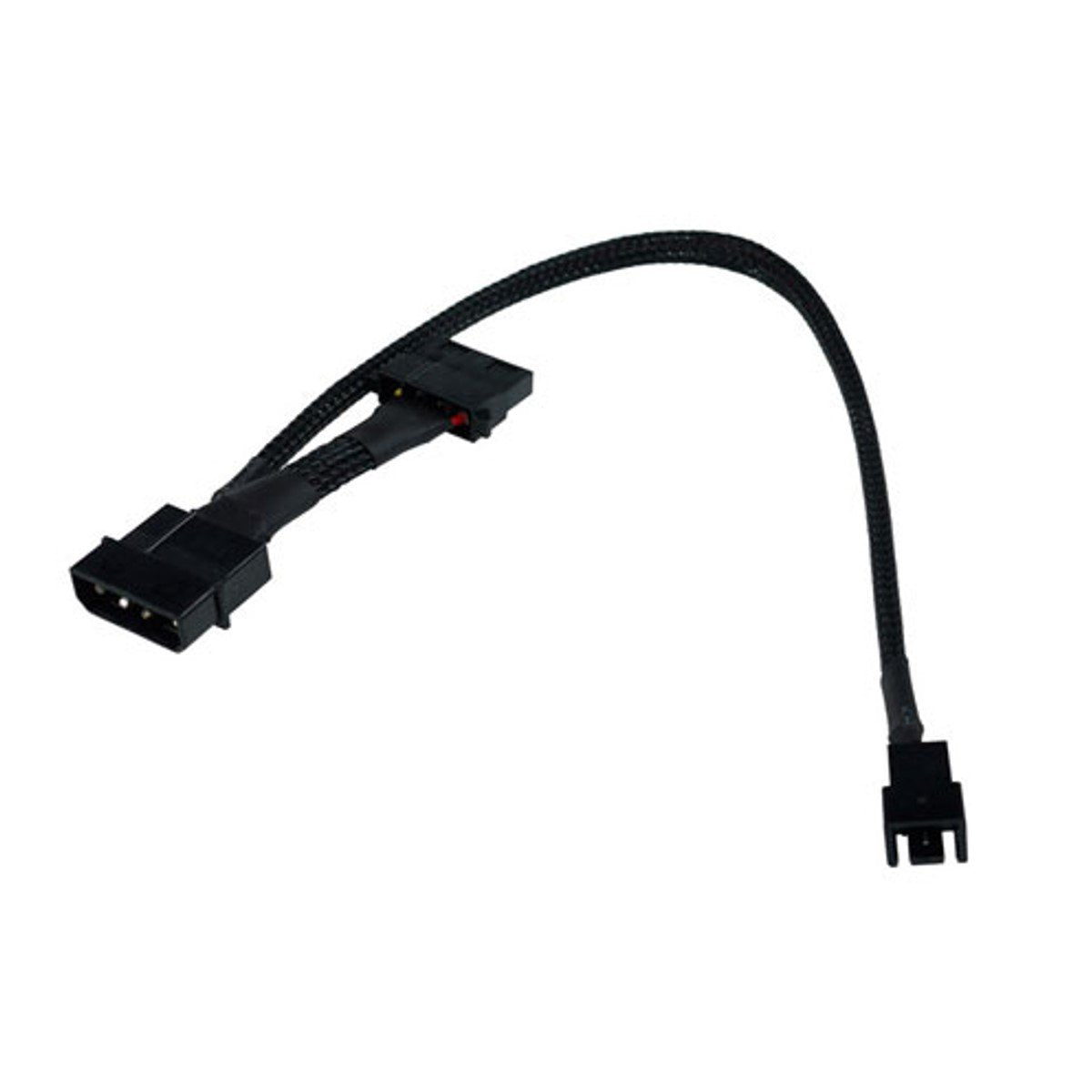 Phobya Adapter Cable, 4-Pin Molex to 3-Pin (12V), 30cm, Sleeved, Black