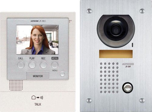 Aiphone JFS-2AEDF Audio/Video Intercom System with Flush-Mount Door Station with Stainless Steel Faceplate for Single Door, Acce