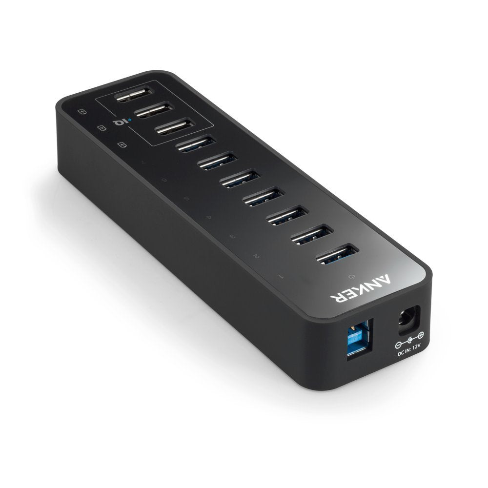 Anker 10 Port 60W Data Hub With 7 Usb 3.0 Ports And 3 Poweriq Charging Ports For Macbook, Mac Pro/Mini, Imac, Xps, Surface Pro,
