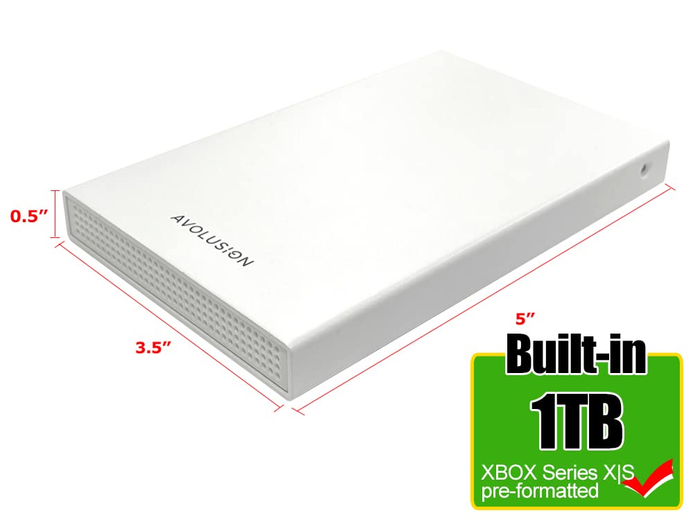 Avolusion Hd250U3 Wh 1Tb Usb 3.0 Portable External Gaming Hard Drive (For Xbox Series X|S, Pre Formatted)   2 Year Warranty