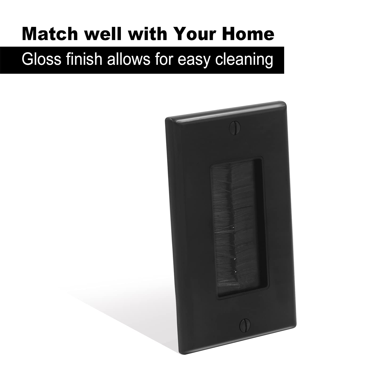 Leenue Brush Wall Plate, Single Gang Wall Plate Cable Pass Through For Low Voltage Wires, Cord Hider For Wall Mount Tv, 2 Pack,