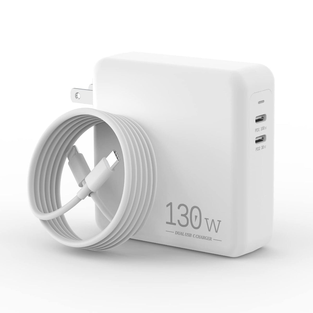 Macbook Pro Charger/Macbook Air Charger 130W Dual Usb C Charger For Macbook Pro 16, 15, 14, 13 Inch, Macbook Air M1/M2, Ipad Pro