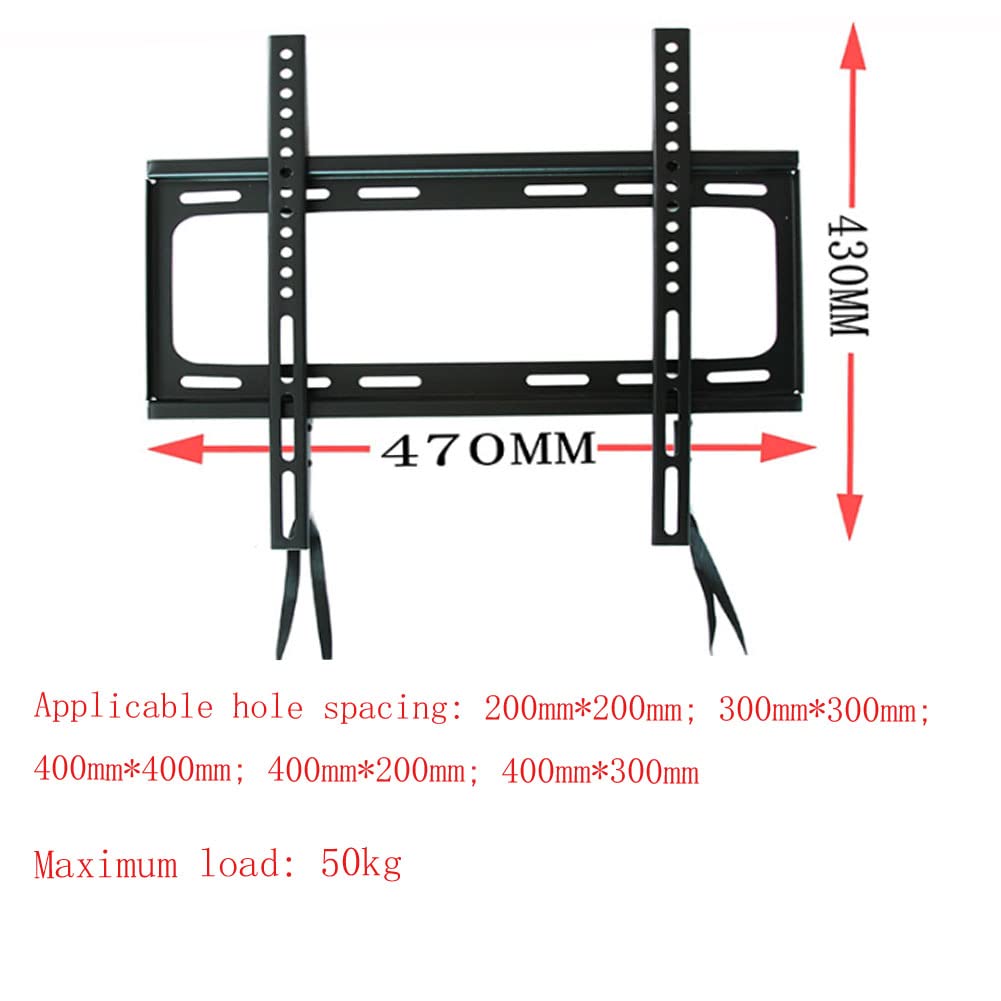 Tv Mount Fixed For 26'' 65'' Tvs, Flat Screen Tv Universal Thin Wall Mount Bracket, Holds Tv Only 1.25'' From Wall, Pull String
