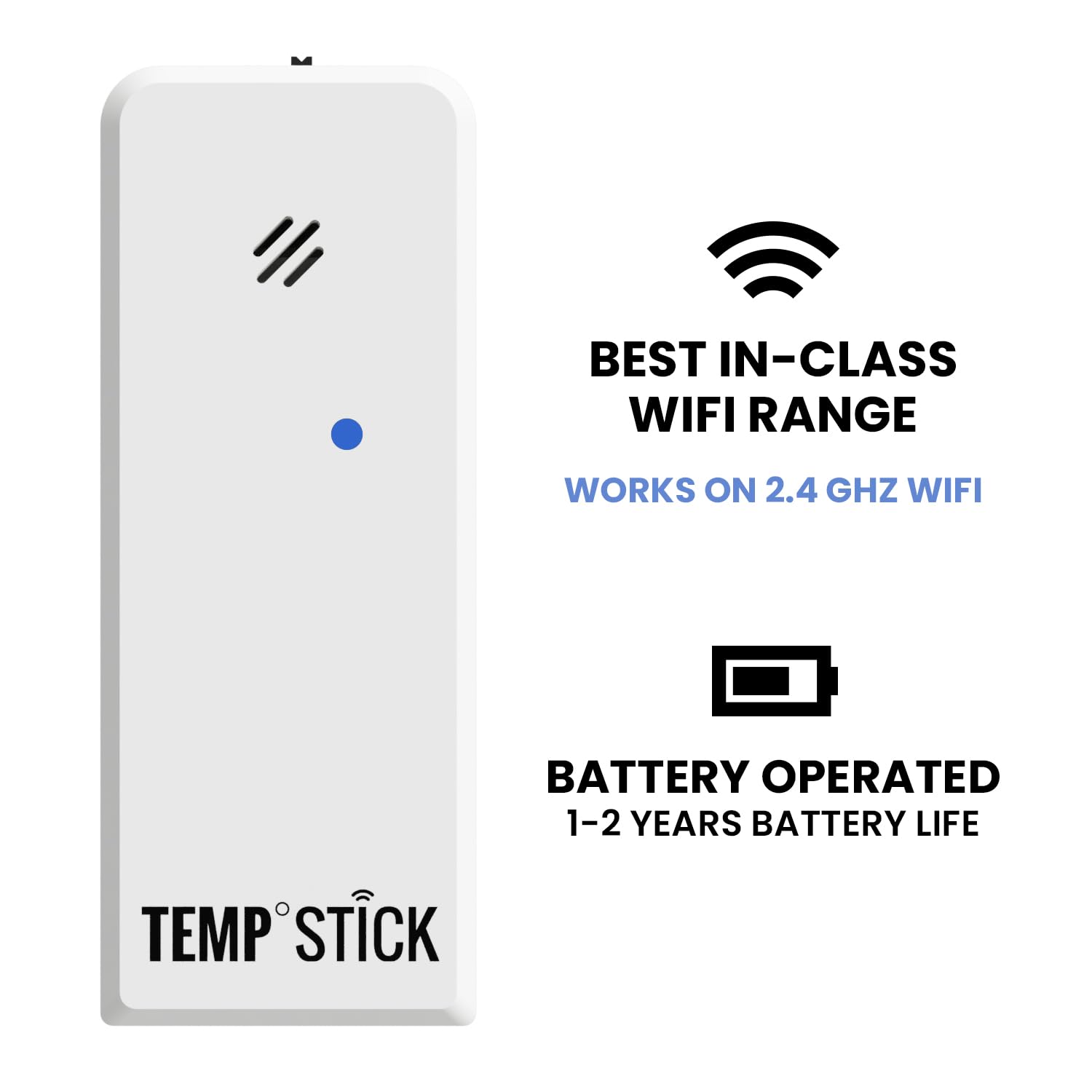 Temp Stick Remote Wifi Temperature & Humidity Sensor. No Subscription. 24/7 Monitor, Unlimited Text, App & Email Alerts. Free Ap