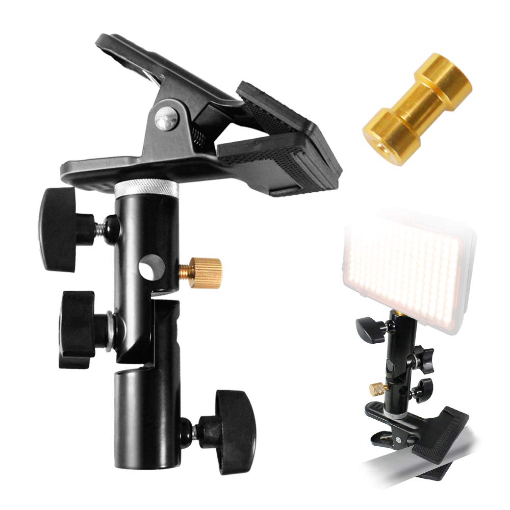 Limostudio Reflector Stand Clamp Clip Holder Light Stand Mount Bracket With Umbrella Reflector Holder & Female Screw Adapter Thr