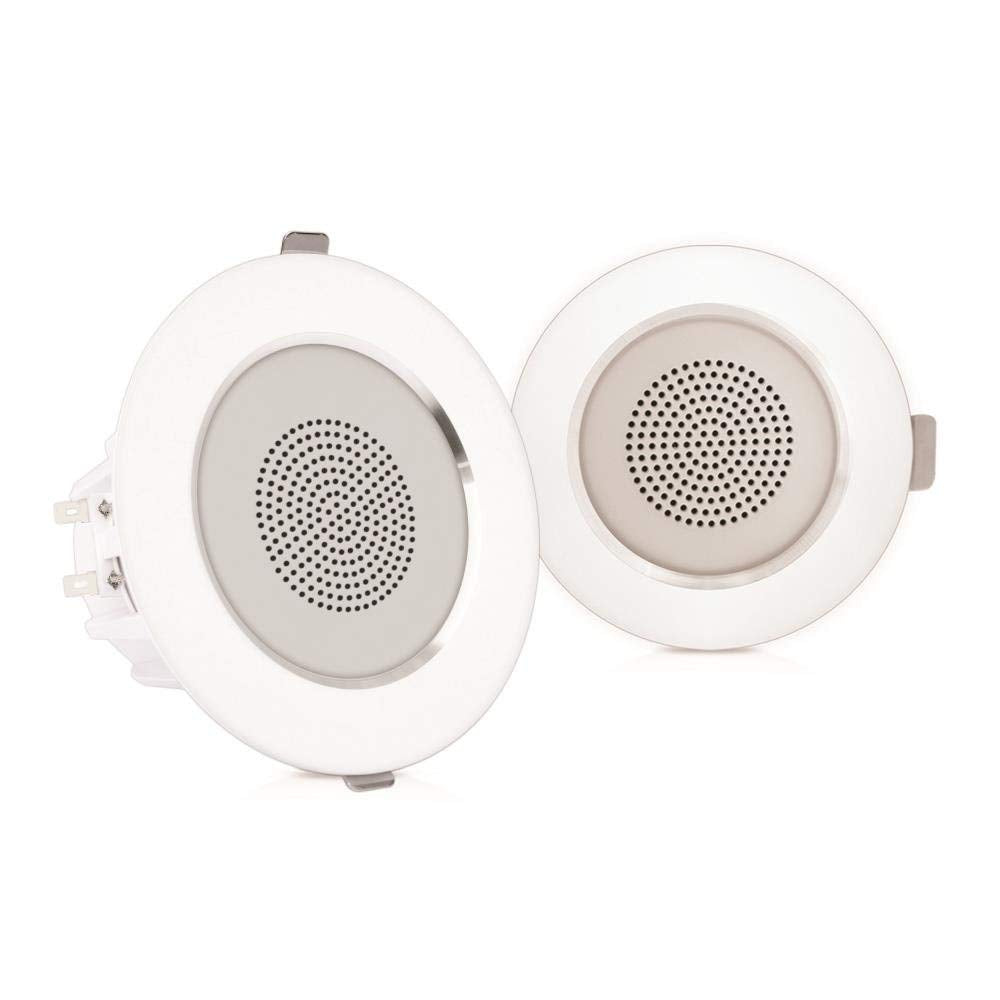 Pyle 4    Pair Flush Mount In Wall In Ceiling 2 Way Home Speaker System Built In Led Lights Aluminum Housing Spring Clips Polypr