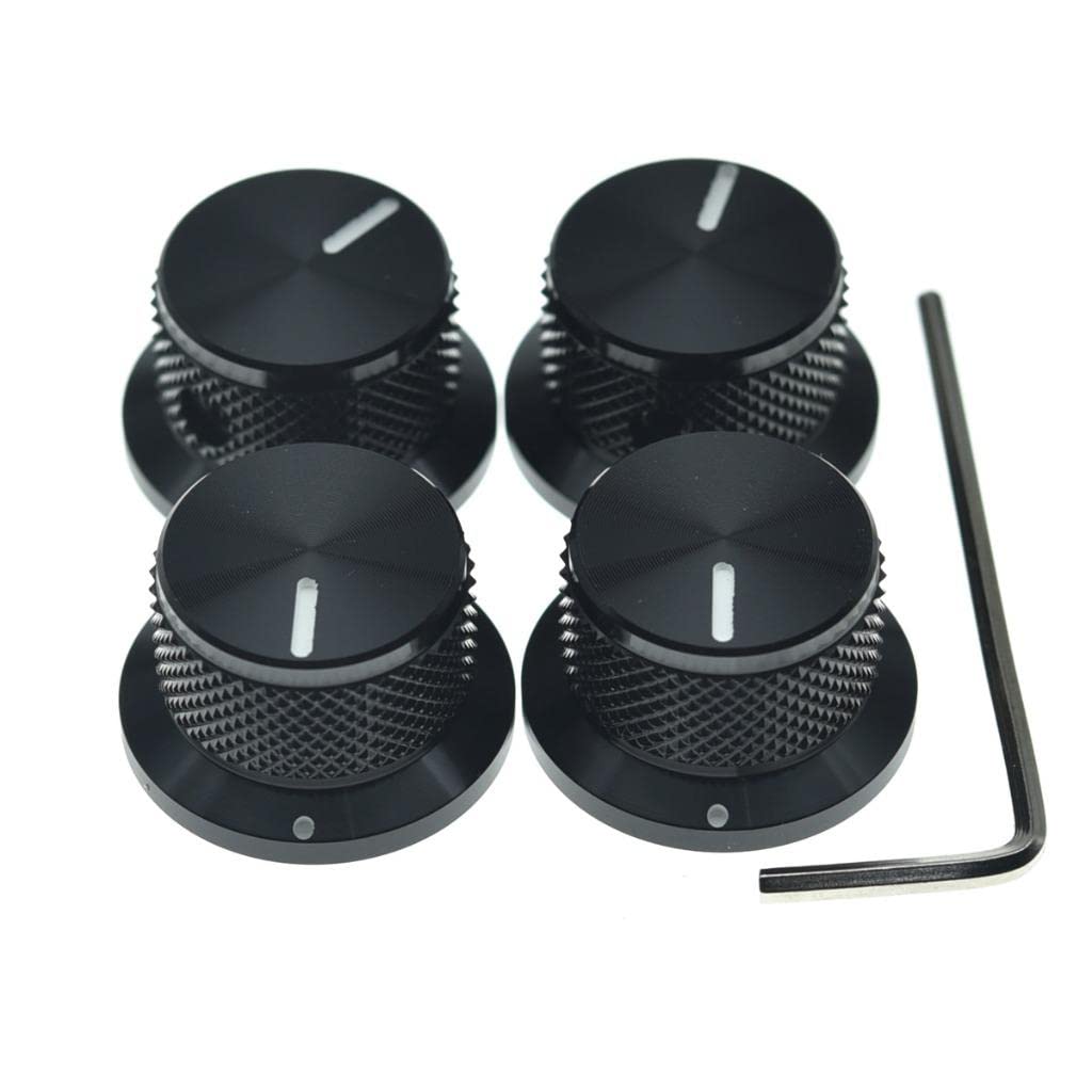Kaish 4Pcs Aluminium Potentiometer Knobs 1/4'' Universal Top Hat Knobs Bell Control Knob With Set Screw For Guitar/Bass/Amps/Pre