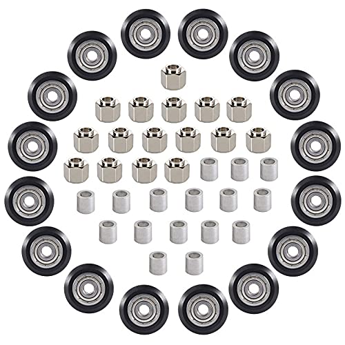 SeekLiny 48 PCS 3D Printer POM Pulley Wheel Set with Pulley Bearing Included 16 PCS POM Wheel 16 PCS Eccentric Spacer 16PCS Roun
