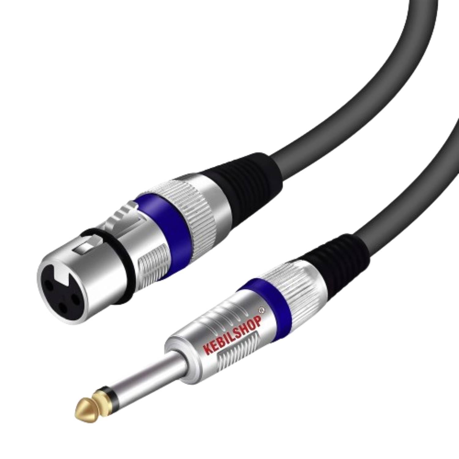 KEBILSHOP Mic Cable 6.35mm Jack Male To XLR 3PIN Female Cord Wire For Microphone/Guitar Cable 3 Meter.Black,1pc pack (3 Meter/9.