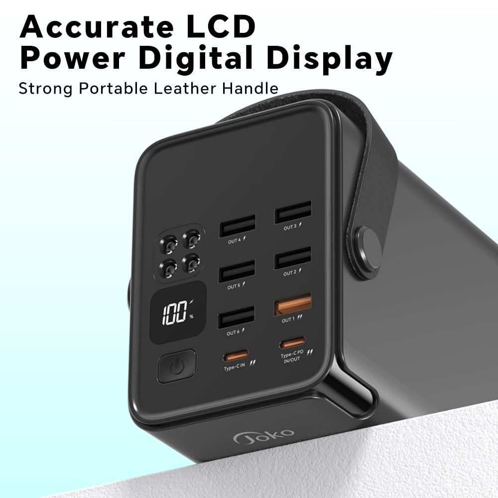 Joko 70000Mah Power Bank High Capacity 20W Pd 3.0 Fast Charging 22.5W Max Large Power Bank,7 Outputs 2 Inputs,Led Display,Usb-C