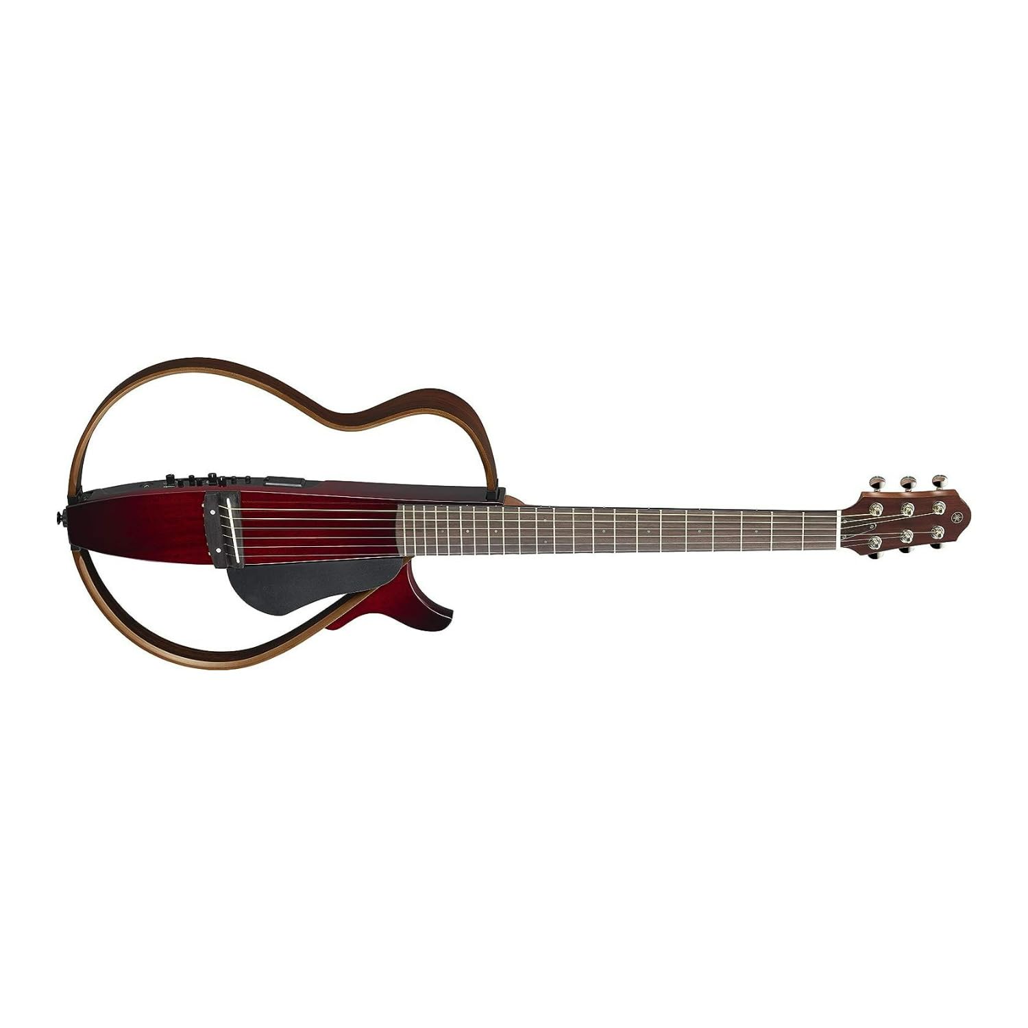 Yamaha Slg200S Crb Steel String Silent Guitar With Hard Gig Bag, Crimson Red Burst