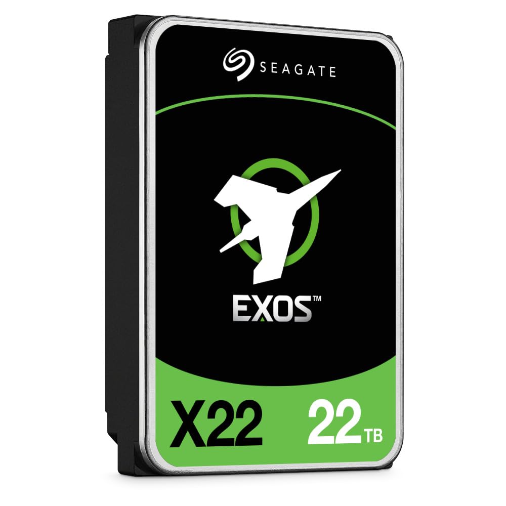 Seagate (Recertified Exos X22 22TB Internal Hard Drive   3.5 Inch Hyperscale SATA 6Gb/s HDD, 7200 RPM, 2.5M MTBF, 512e and 4Kn FastFormat, Low Latency with Enhanced Caching (ST22000NM001E)