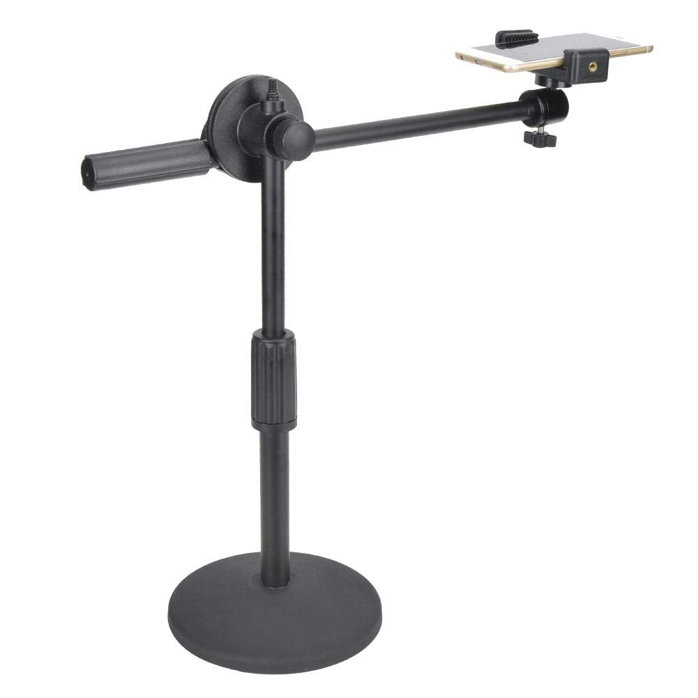 Hilitand Phone Photography Video Bracket Stand,360� Rotate Foldable Arm Overhead Low Angle Photo Shooting Live Recording Desktop Mount Stick Holder Extension Rod Pole,With 5.3 10Cm Phone