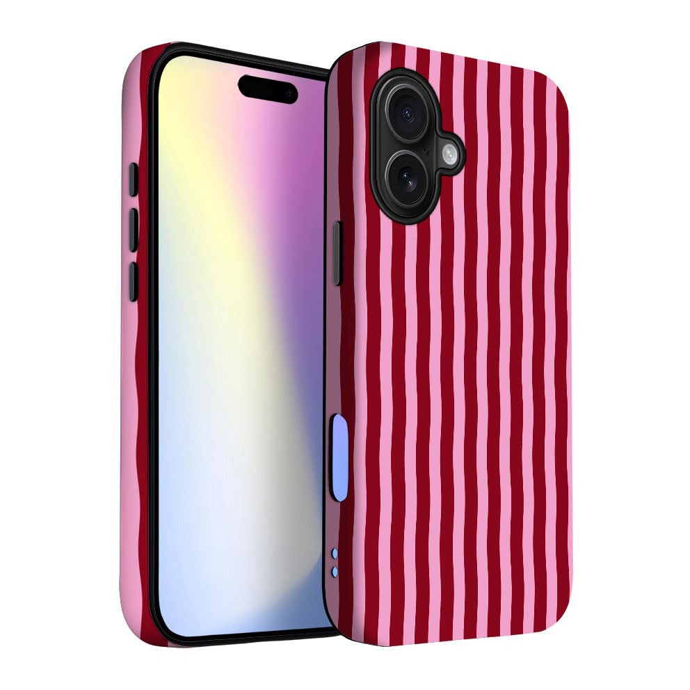 Yuzbira for iPhone 17 Case | Red Stripes | Slim Drop Protection Design