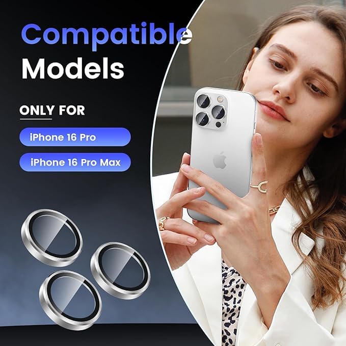 Arerco Camera Lens Protector For Iphone 16 Pro Max /Iphone 16 Pro, Anti-Scratch, Anti-Shatter, Case-Friendly, Tempered 9H+ Glass