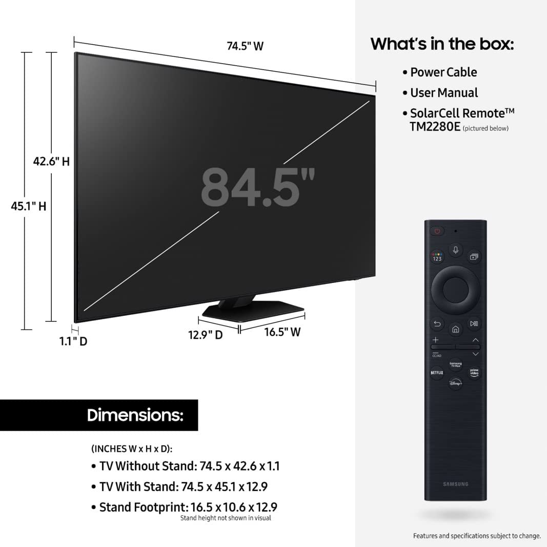 Samsung 85-Inch Class Neo Qled 4K Qn85B Series Mini Led Quantum Hdr 24X, Dolby Atmos, Object Tracking Sound, Motion Xcelerator T