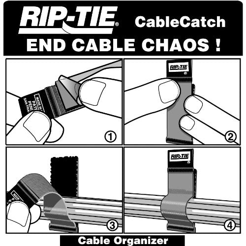 Rip Tie 1' X 4' Cable Catch Black Hook And Loop Fastener 5 Pcs. C 04 005 Bk