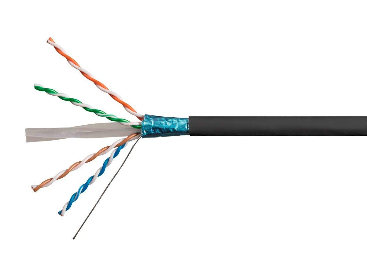Monoprice Cat5e Ethernet Bulk Cable - Network Internet Cord - Solid, 350Mhz, STP, CMR, Riser Rated, Pure Bare Copper Wire, 24AWG
