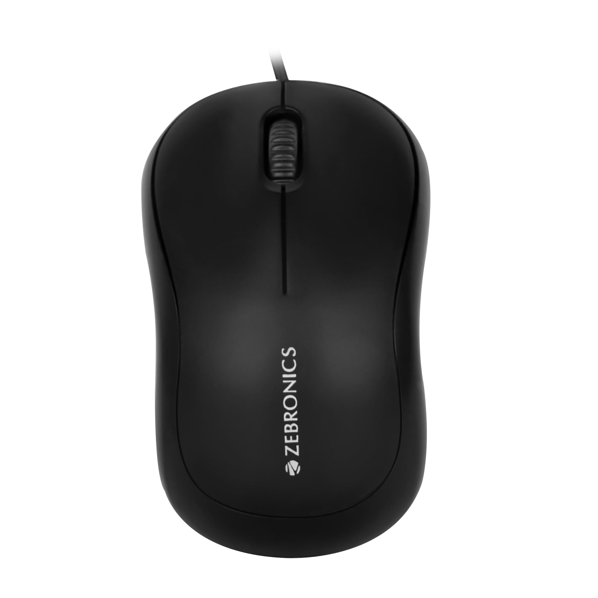 ZEBRONICS ZebComfort Wired USB Mouse, 3Button, 1000 DPI Optical Sensor, Plug & Play, for Windows/Mac, Black