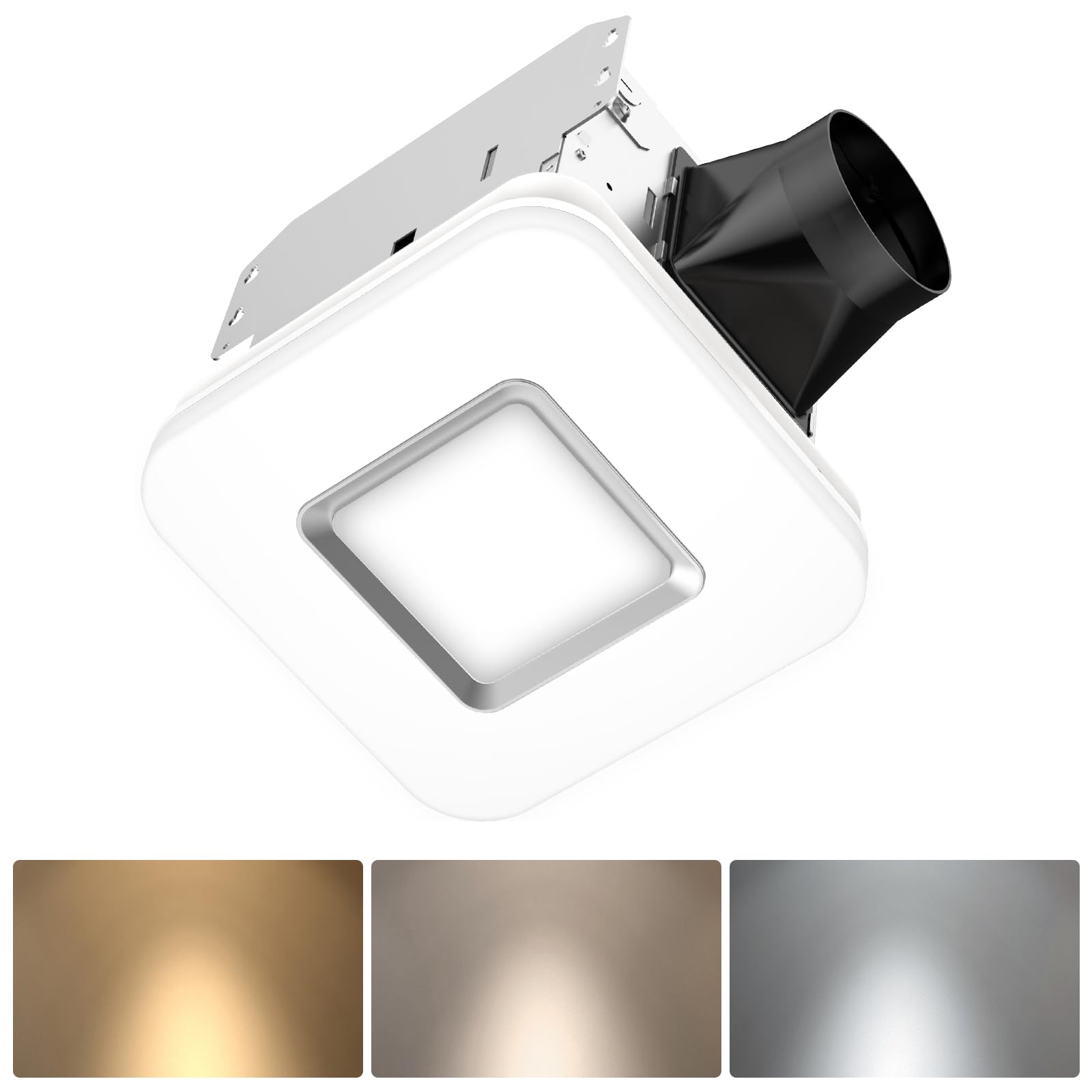 Orein Bathroom Exhaust Fan With Light, 110 Cfm 2.0 Sones, 27W Bathroom Fan With Light For Home, 1500Lm Led Light 3000K/4000K/500